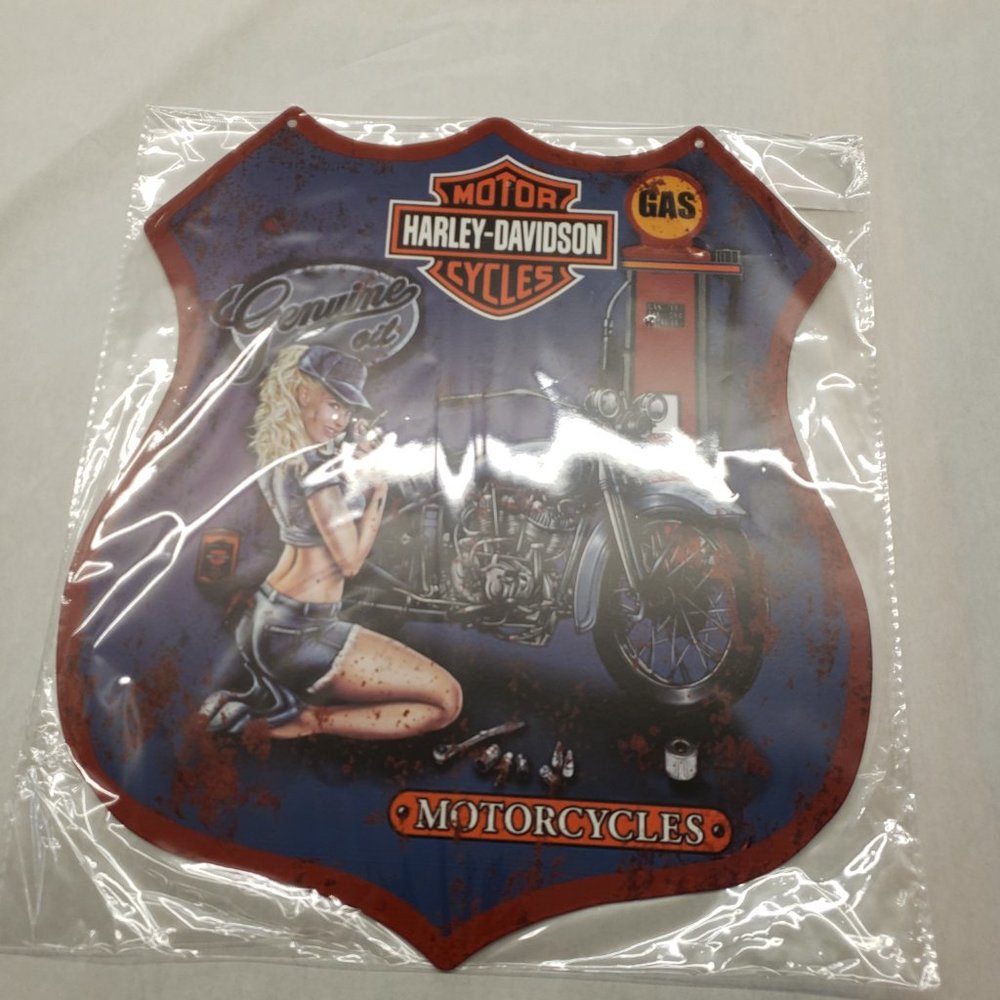NEW HARLEY-DAVIDSON TIN METAL SIGN GARAGE PIN-UP RETRO STYLE